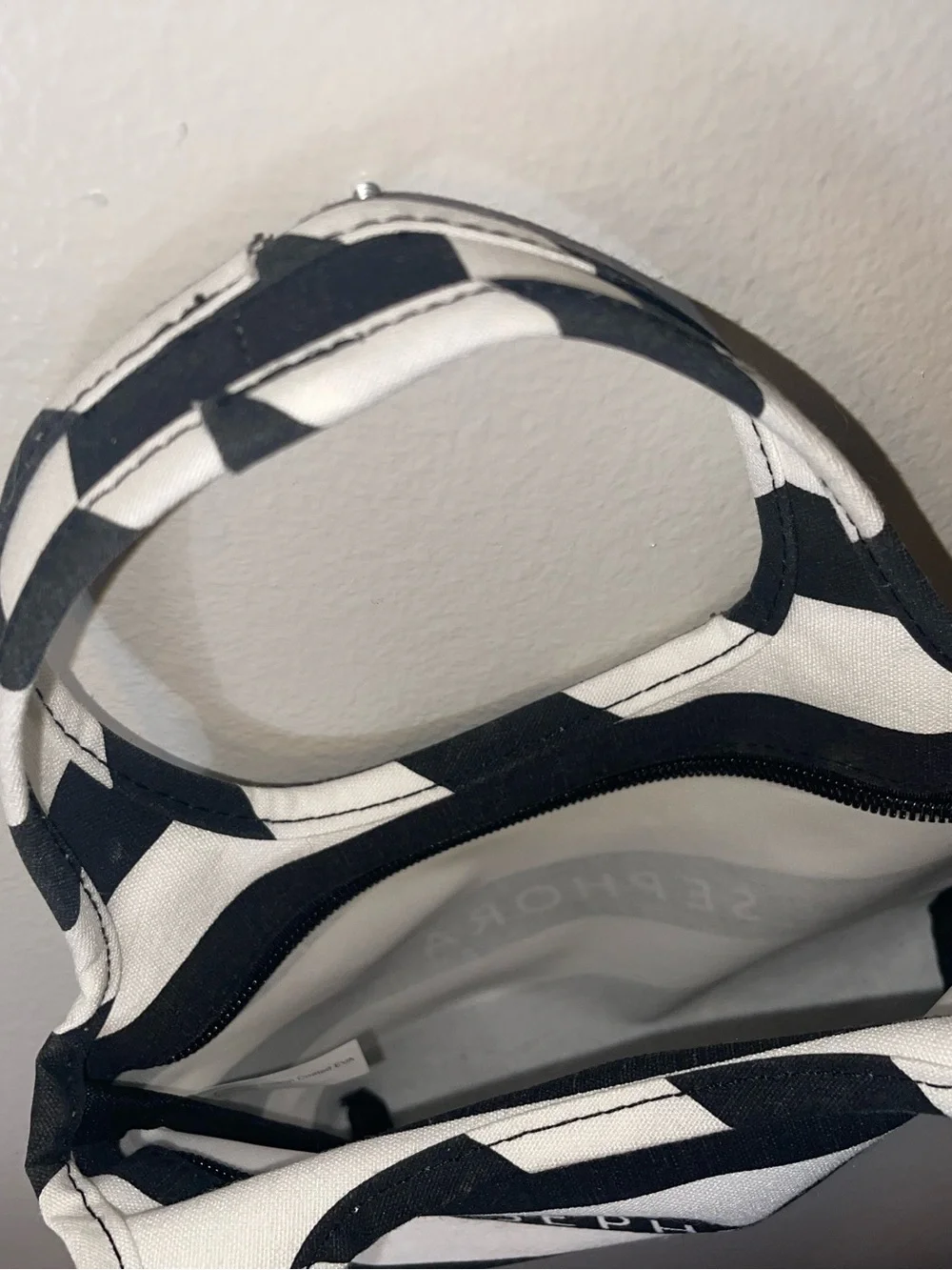 Sephora Black and White Striped Cosmetic Tote